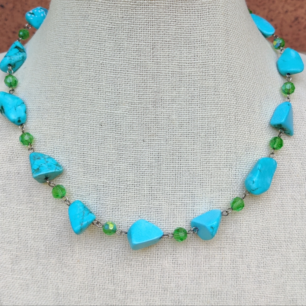 Sterling silver turquoise and crystal necklace - Picture 4 of 8